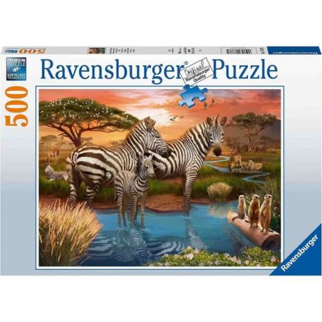 Puzzle Zebre La Apă 500P Ravensburger - imagine 2