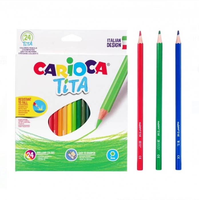 Set 24 Creioane Colorate Carioca Tita, Rezistente