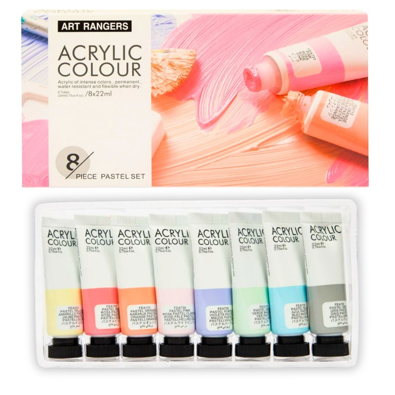 Set 8 culori acrilice pastelate Magi-wap 22 ml
