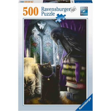 Puzzle Pisica Neagra Si Corb Ravensburger 500 piese - imagine 2