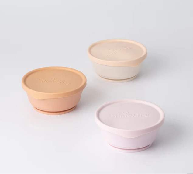 Set 3 boluri Miniware cu capac, pentru hrana bebelusi