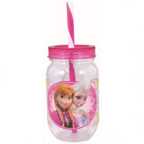Borcan Apă cu Pai Frozen, 500 ml, Reutilizabil