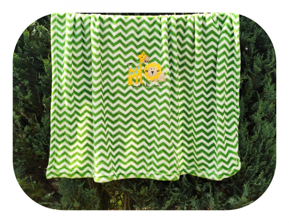 Paturica Microfibra Egakids Green Zig Zag 80x100 cm