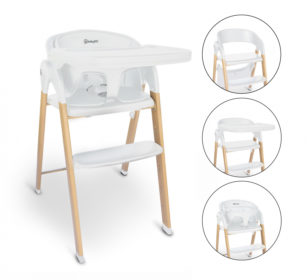 Scaun 3 in 1 BabyGo Levels - Transformabil Alb