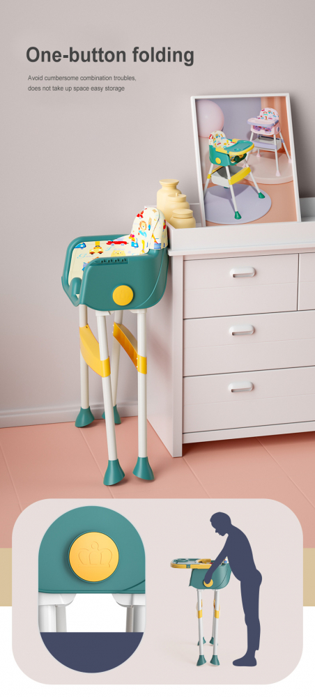 Scaun de masa Little Mom 2in1 Pliabil Jungle Green - imagine 3