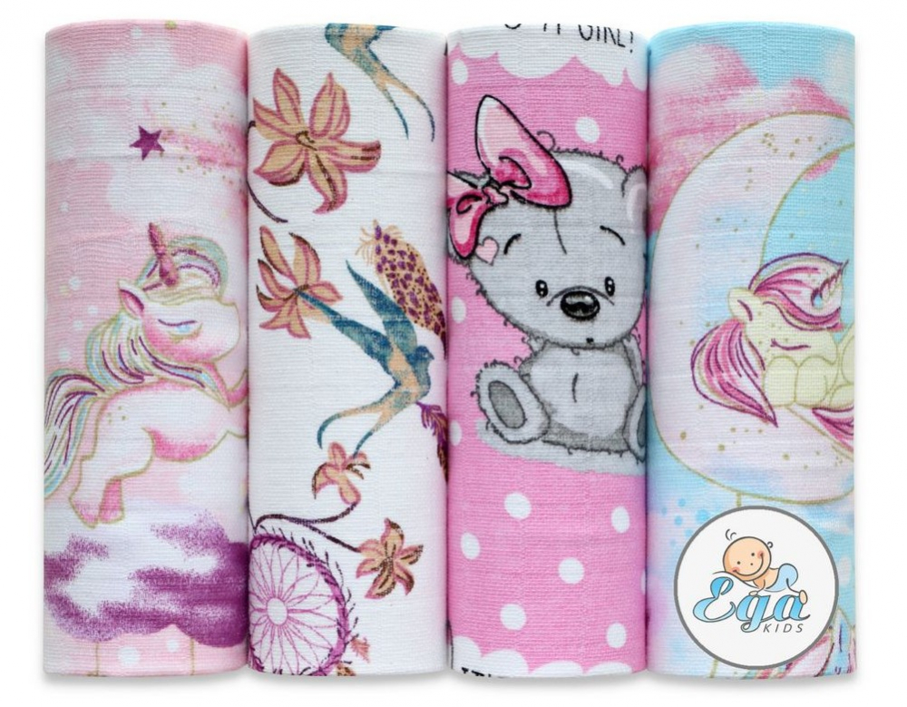 Set 4 Scutece Bumbac Egakids Pink Girl - imagine 2