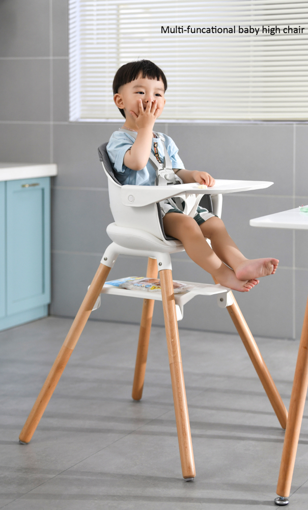 Scaun de masa Little Mom Wooden Gray 2in1 - imagine 5