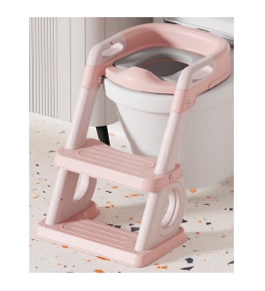 Reductor Toaleta Little Mom Pink, Pliabil cu Manere