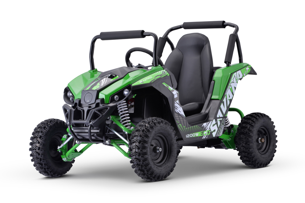 UTV electric pentru copii NITRO GoKid Savana 1200W 48V cu diferential, culoare Verde
