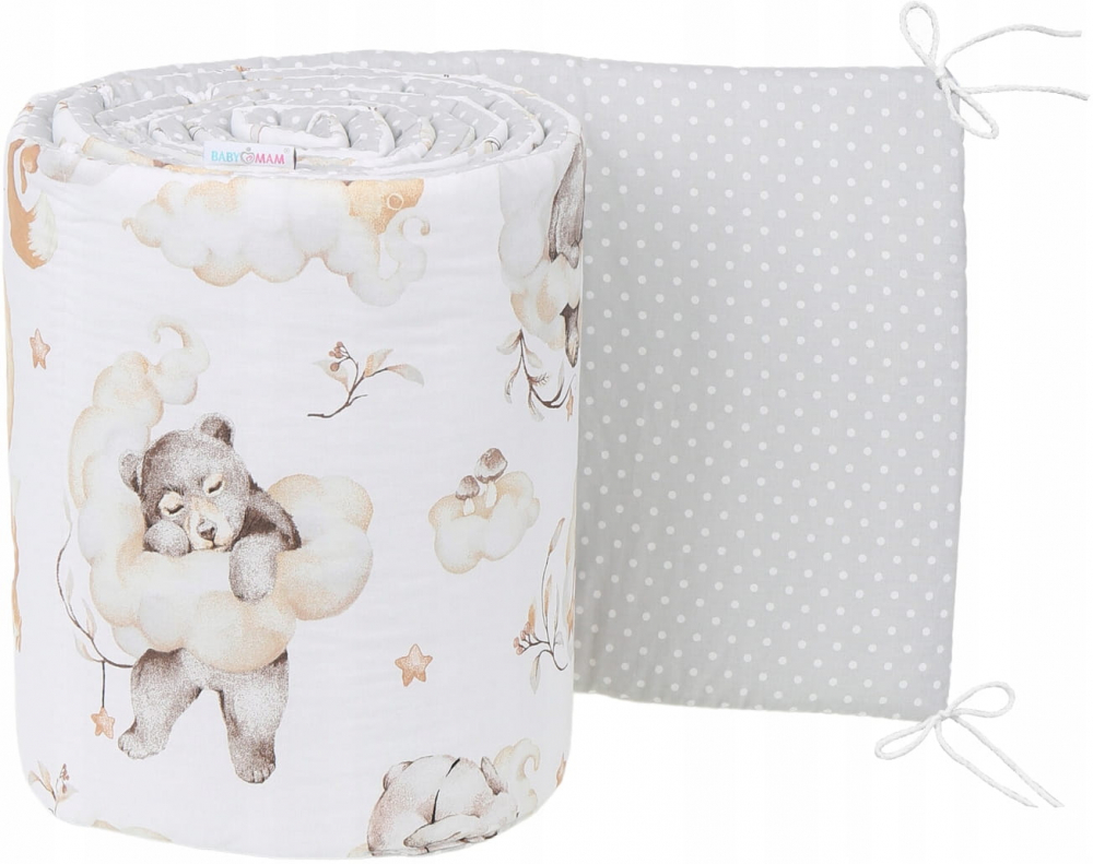 Aparatoare Patut BabyMam Sleepy Bears Grey, 180x30cm