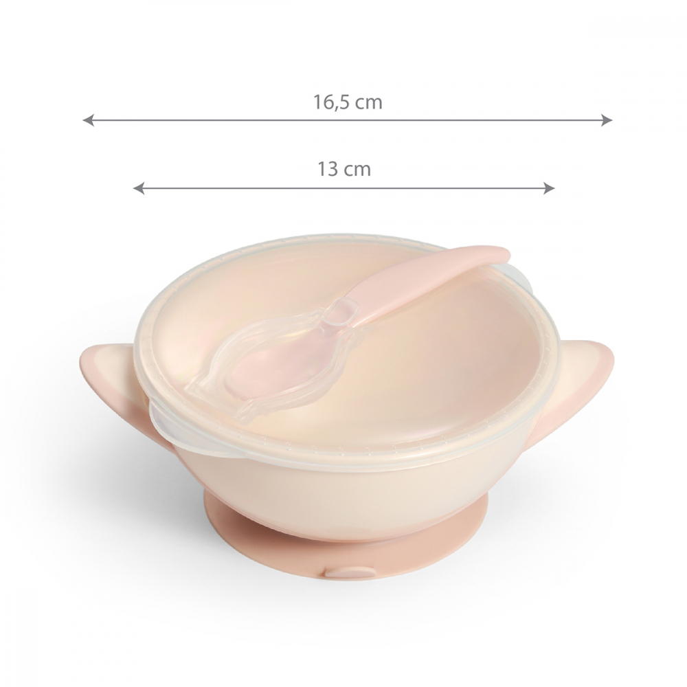 Castron ventuza Babyono cu lingura Bej - imagine 2