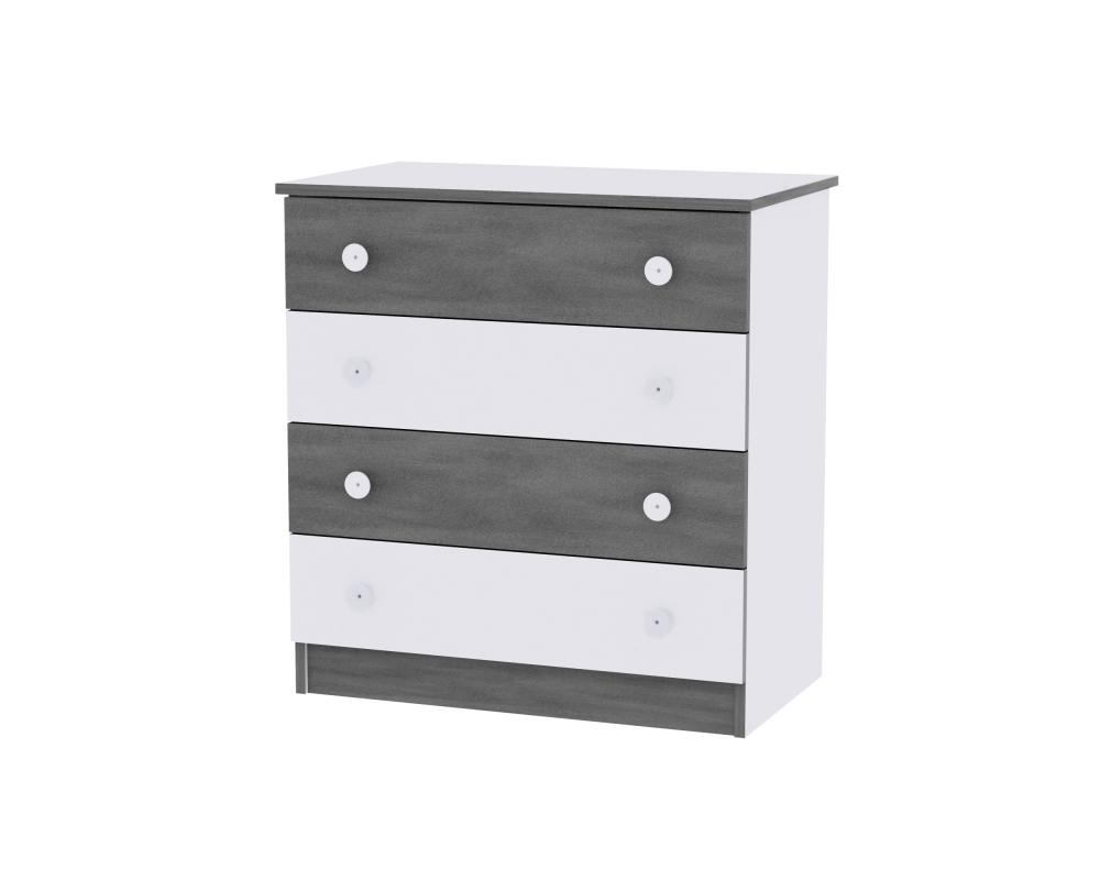 Comoda Lorelli White Vintage Grey, 4 Sertare