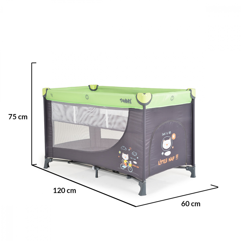 Patut pliabil Moni Tommy 2 nivele, Verde - imagine 5