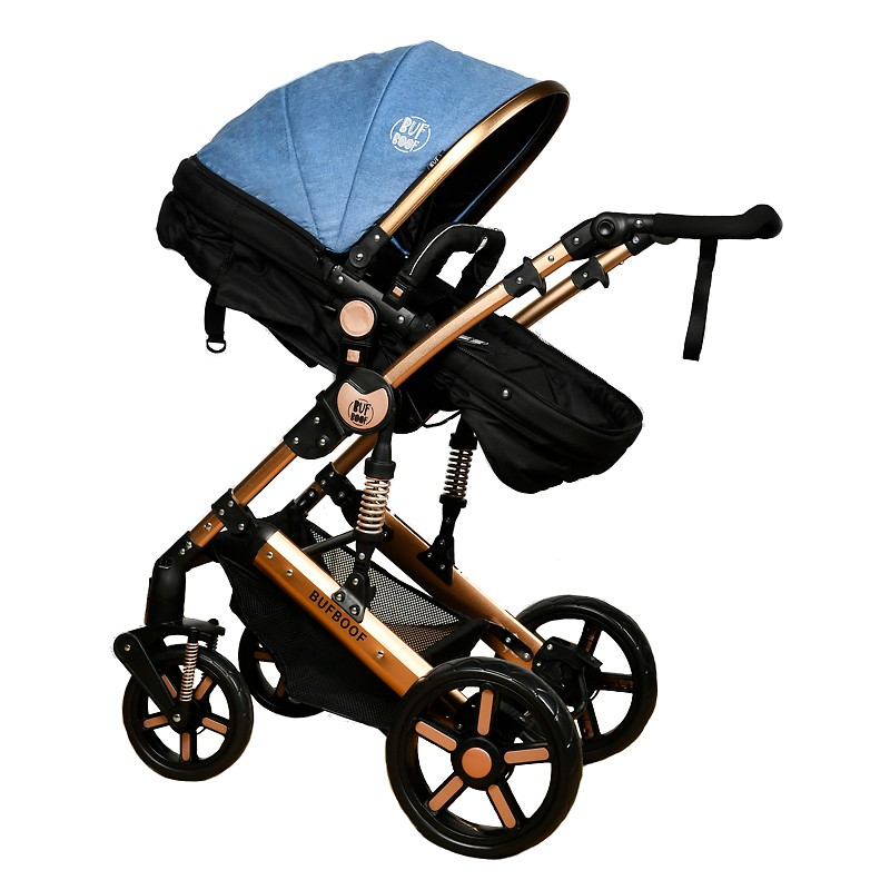 Carucior 2 in 1 Buf Boof Blue, Reversibil 0-36 luni - imagine 5