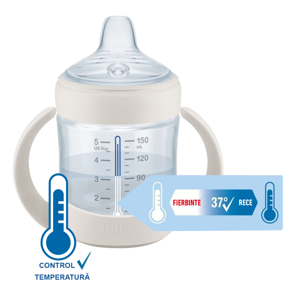 Biberon Nuk Nature Sense Control Temp., 150 ml, Alb