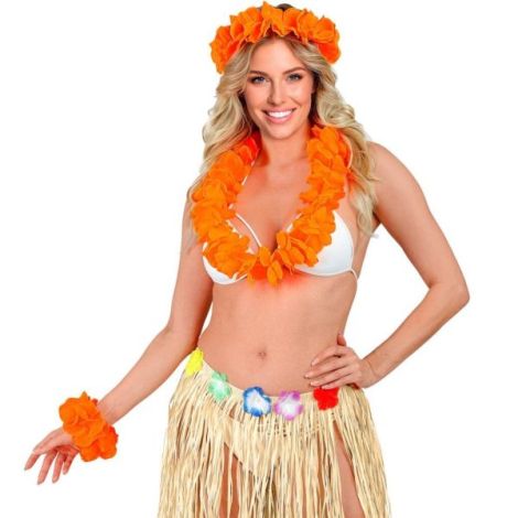 Set Hawaii Portocaliu Widmann | Costum Carnaval - imagine 4
