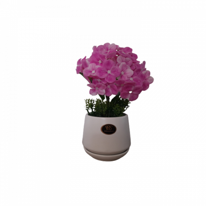 Hortensie Roz Artificială în Ghiveci Ceramic | OEM