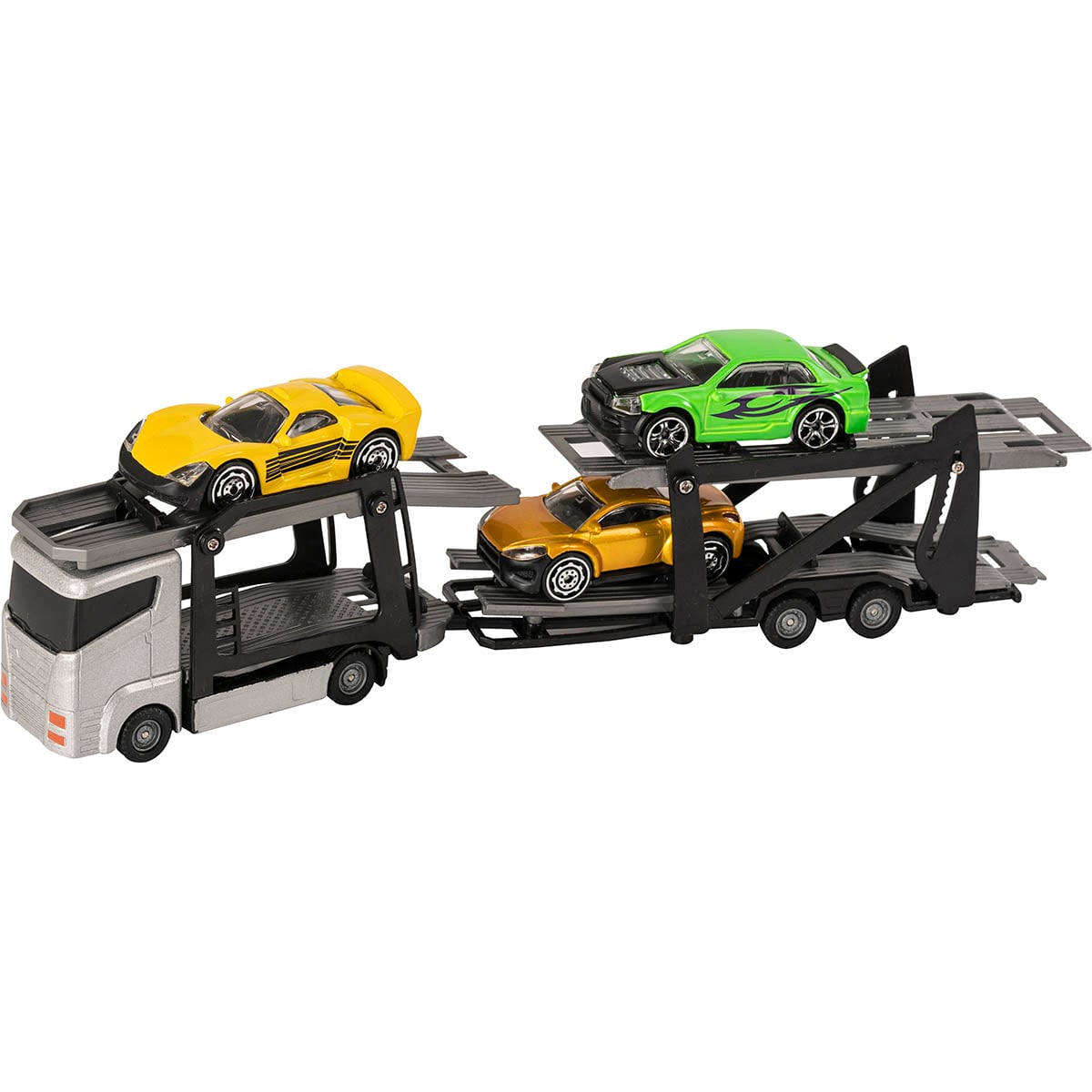 Teamsterz Set Camion Transportor cu 3 Masinute, Gri