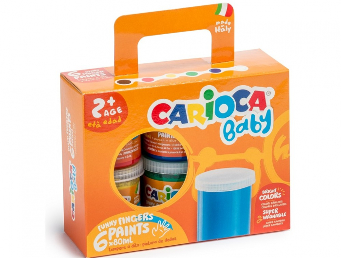 Set Vopsea Lavabila Carioca, 6 Culori, Pictura cu Degetele