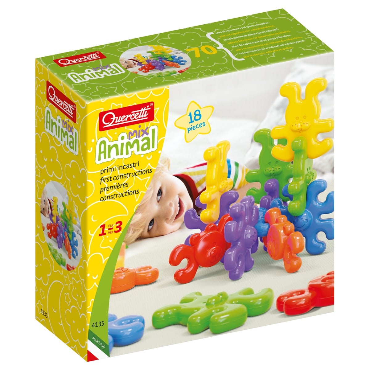 Quercetti Geokid Primele Animale | Joc Constructie 18 Piese