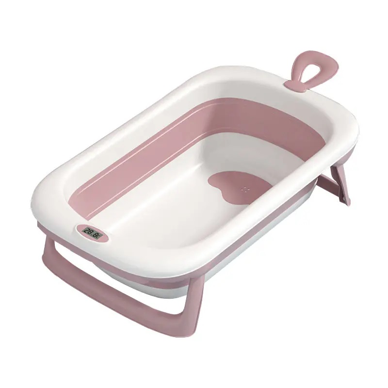Cadita Little Mom Bubble Pink Pliabila cu Termometru
