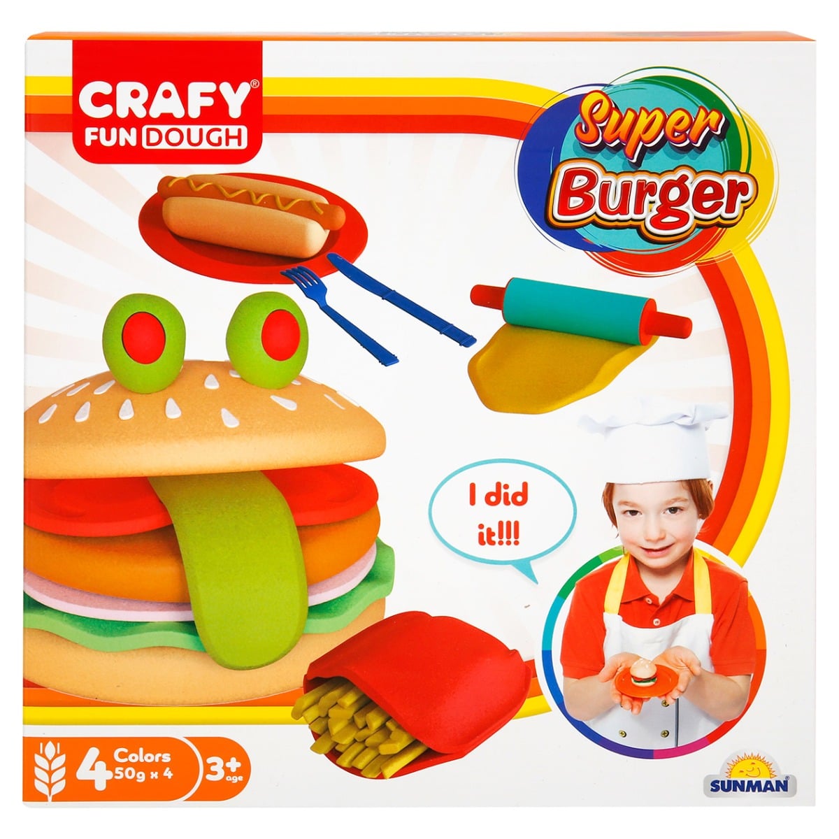 Set Burger Plastilina Crafy, 12 Piese