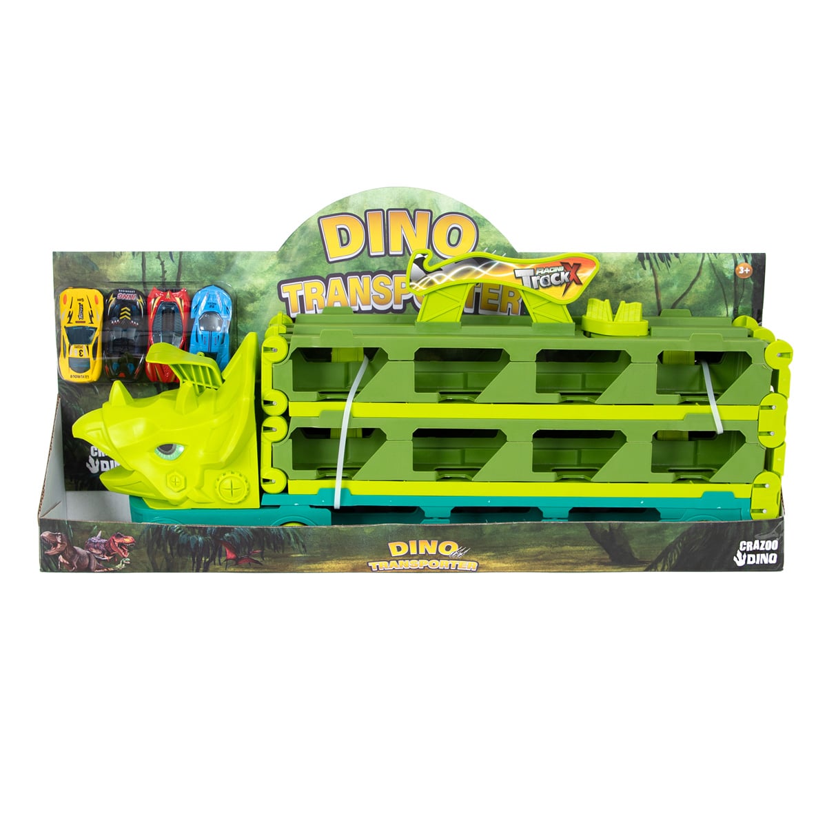 Crazoo Dino Transporter Racing Car cu Pista 2.1m