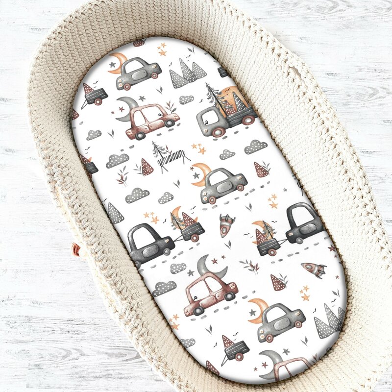 Cearceaf MimiNu Cars Grey Bumbac Oeko-Tex