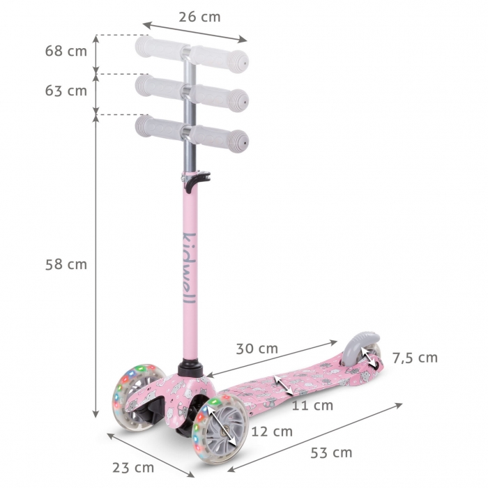 Trotineta Kidwell Uno Cats Roz cu LED - imagine 5