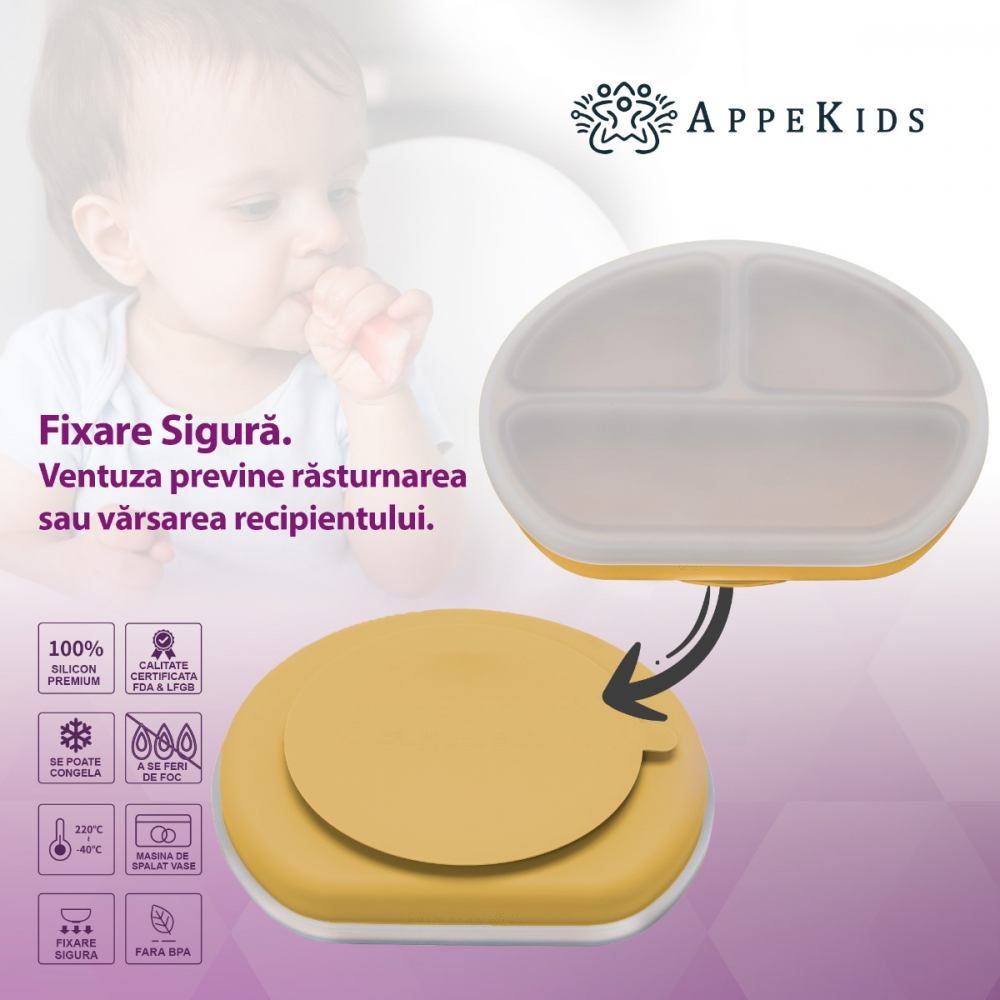 Farfurie AppeKids Silicon cu Ventuza - imagine 2
