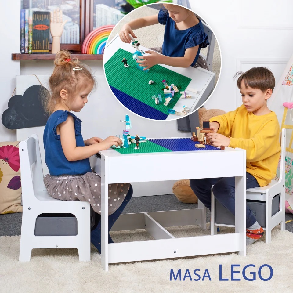 Masa Suporto cu Tabela Lego pentru Copii - imagine 8