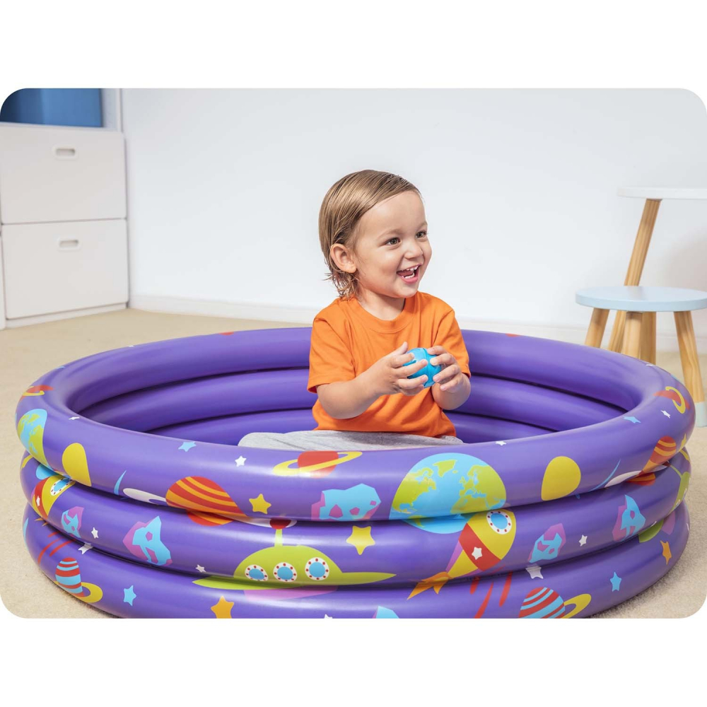 Piscina Bestway cu Bile si Jucarii, Mov, 102x25 cm