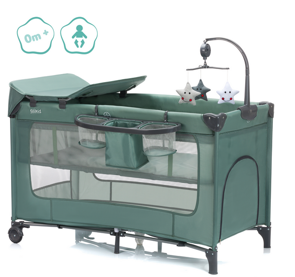 Pătuț pliabil Fillikid Capri Green 5 în 1 - imagine 3