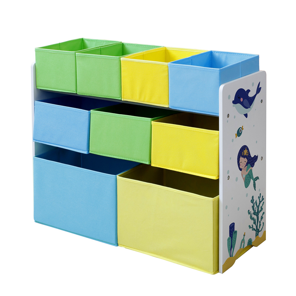 Organizator lemn Ginger Home cu 9 cutii textil Mermaid - imagine 9