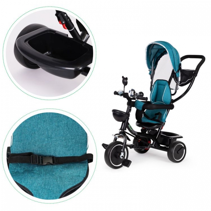 Tricicleta Ecotoys Verde cu Șezut Rotativ - imagine 4