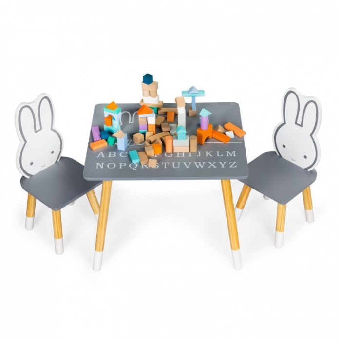 Set Masa si 2 Scaune Iepuras Ecotoys