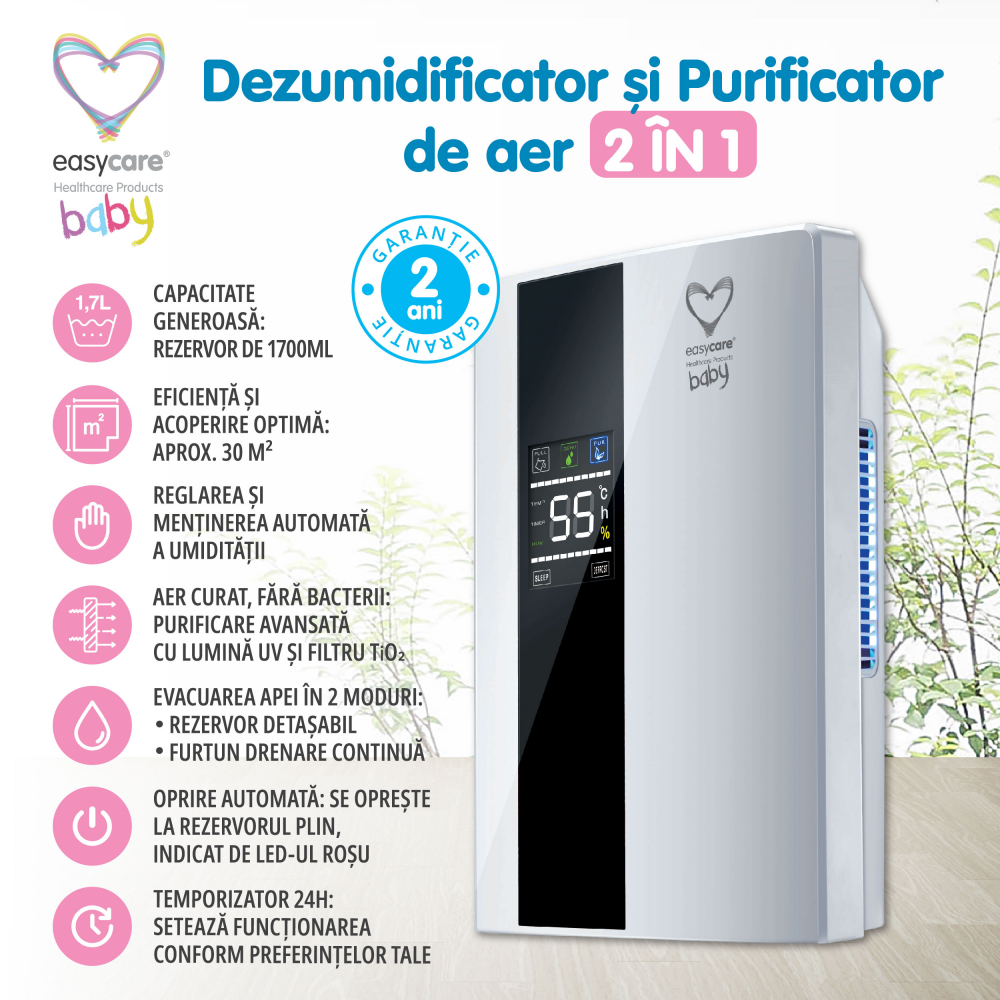 Easycare Baby Dezumidificator 2-în-1 Purificator Aer - imagine 4