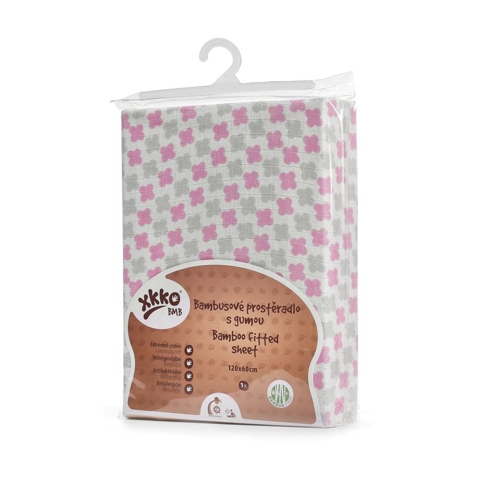 Cearceaf Bambus Elastic Xkko 60x120 cm Pink - imagine 2