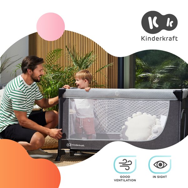 Patut Pliabil Kinderkraft Leody Grey - Modern - imagine 8