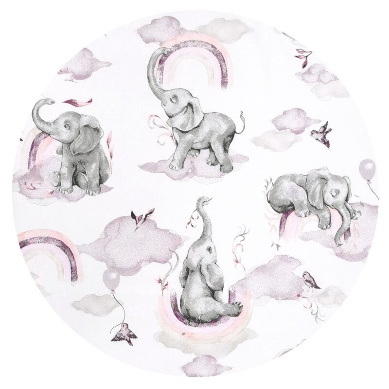 Lenjerie Pat Qmini Elephants Pink, 3 Piese, Bumbac - imagine 2