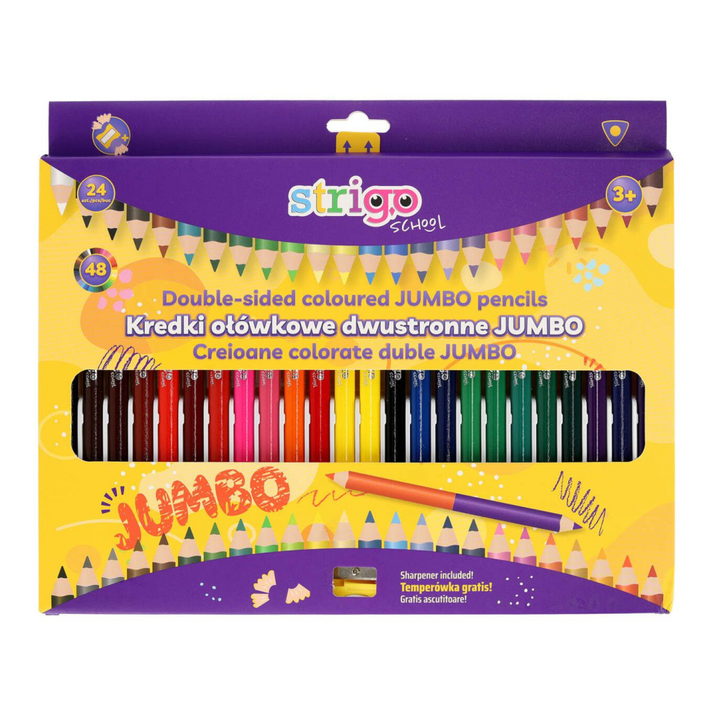 Creioane Strigo Jumbo 48 culori + ascutitoare
