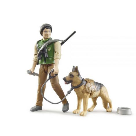 Bruder Figurina Pădurar cu Câine și Echipament - imagine 3