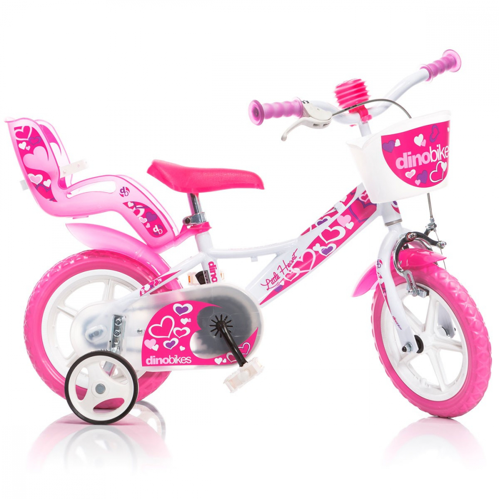 Dino Bikes Little Heart 12" Alb/Roz - Copii 3-5 Ani - imagine 3