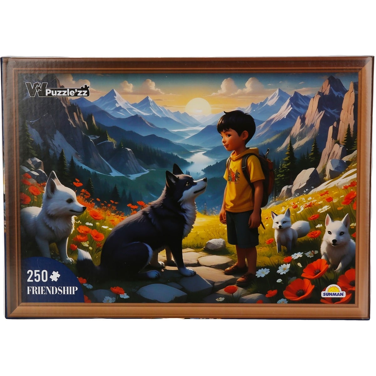 Puzzle 250 piese Baietel cu Lupi Witty