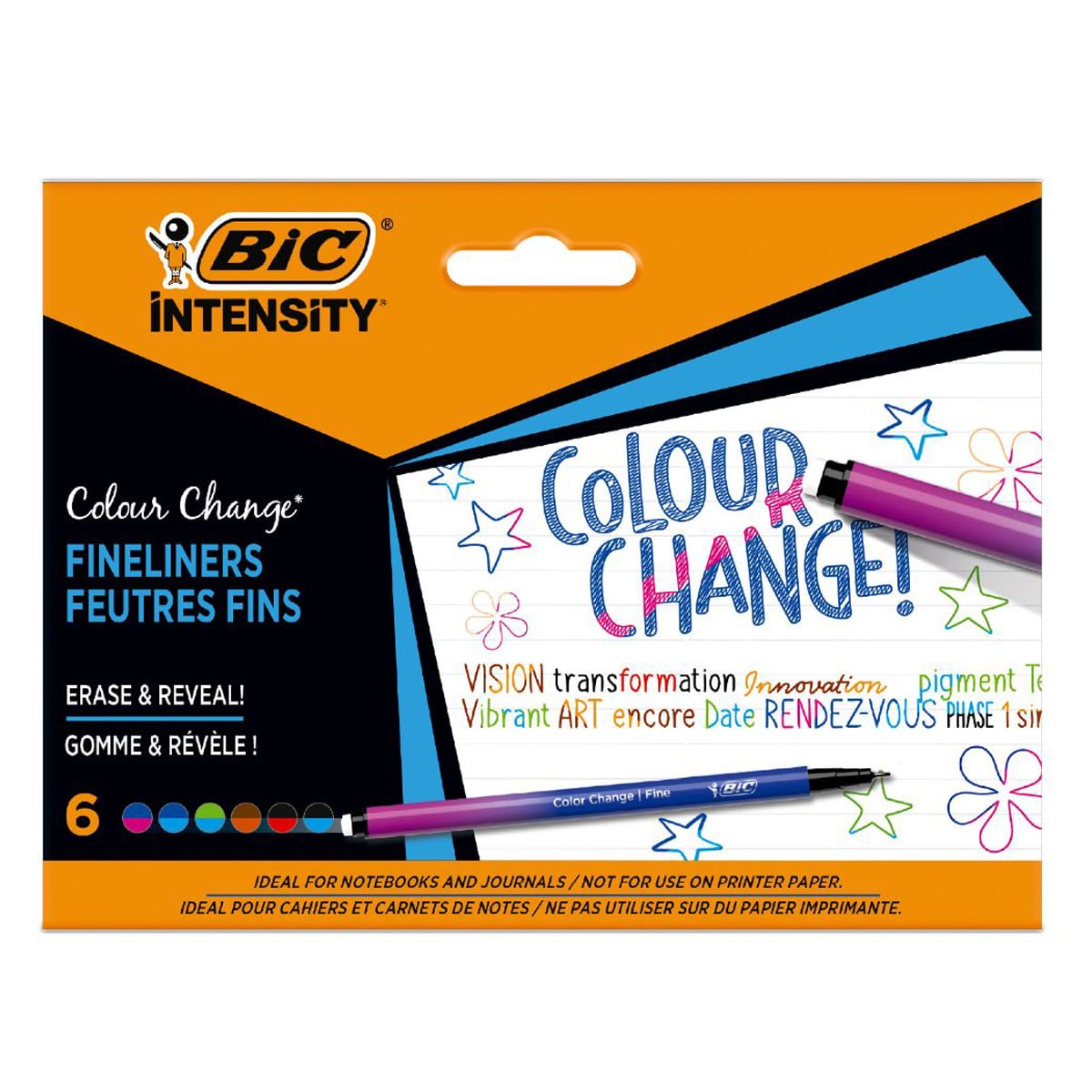 Set 6 Fineliner BIC Intensity Color Change