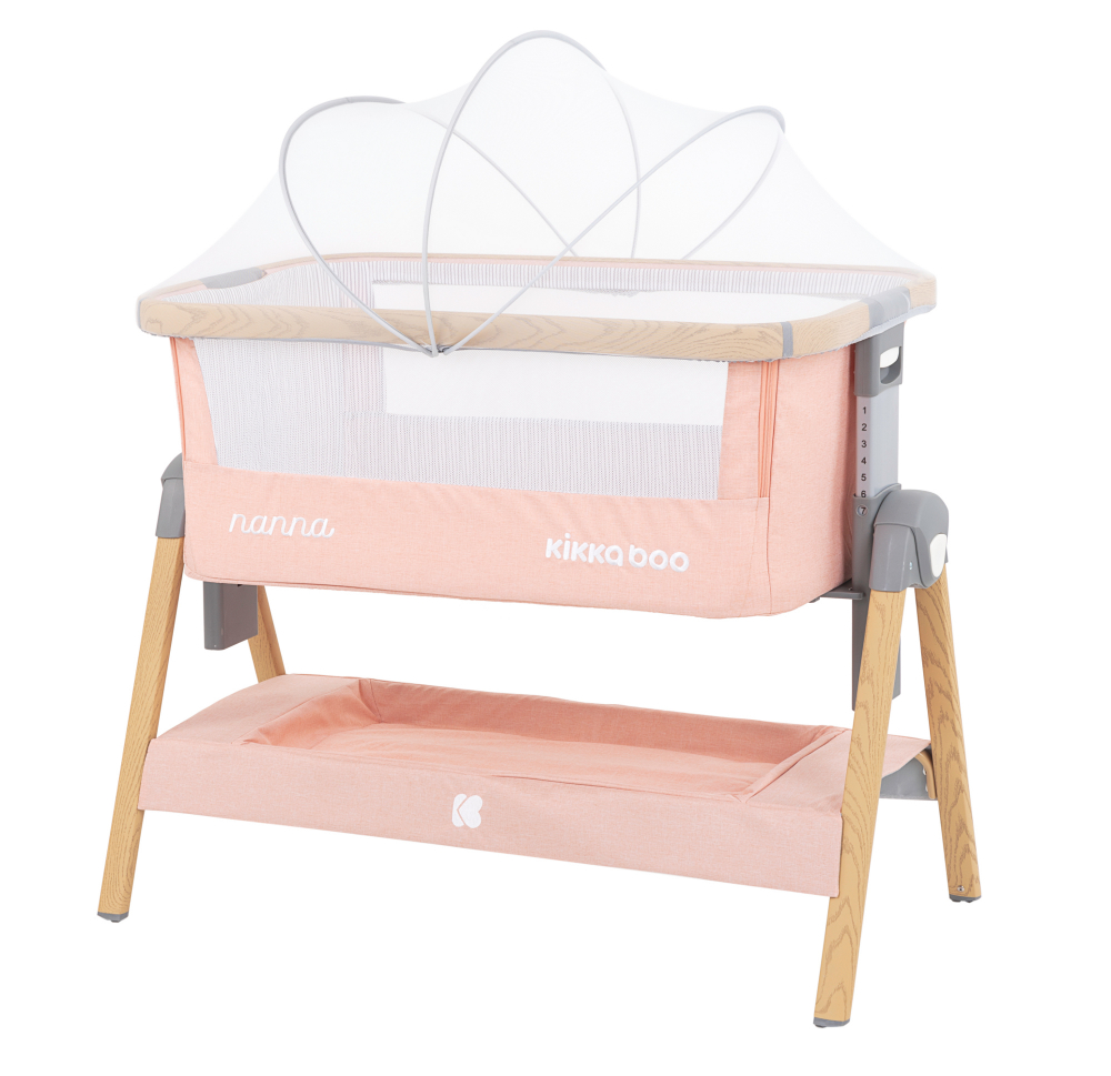 Patut Co-Sleeper KikkaBoo Nanna Pink Wood - imagine 10