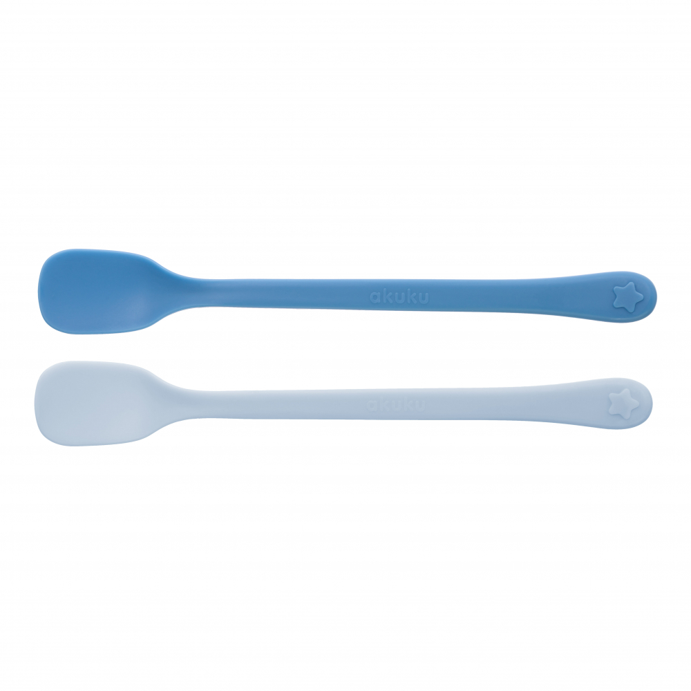 Set 2 Lingurițe Akuku First Blue - Fără BPA - imagine 2