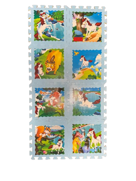 Covor Puzzle Spuma Animale Amacs | 8 Piese Albastru