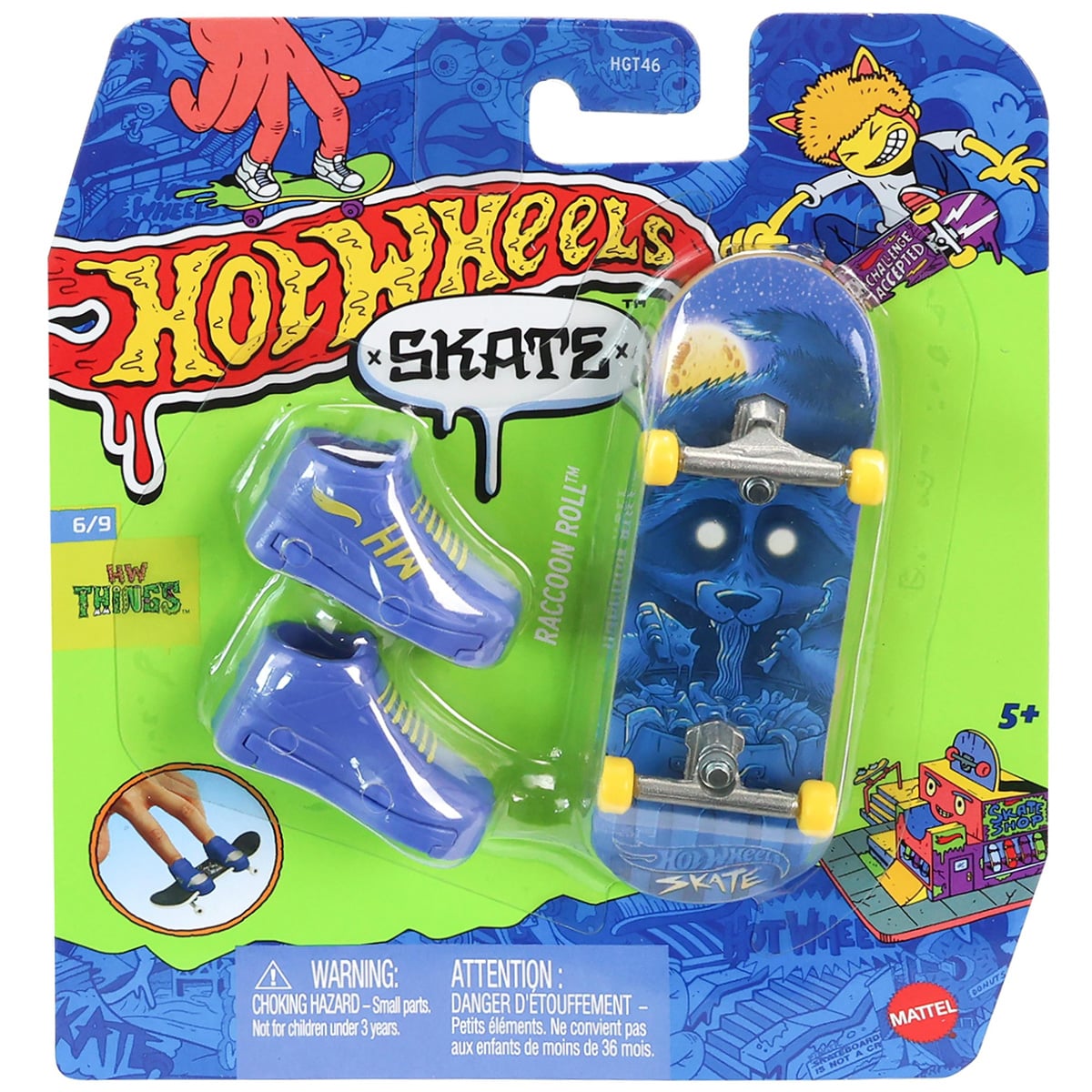 Set Placa Skateboard Hot Wheels Raccoon Roll