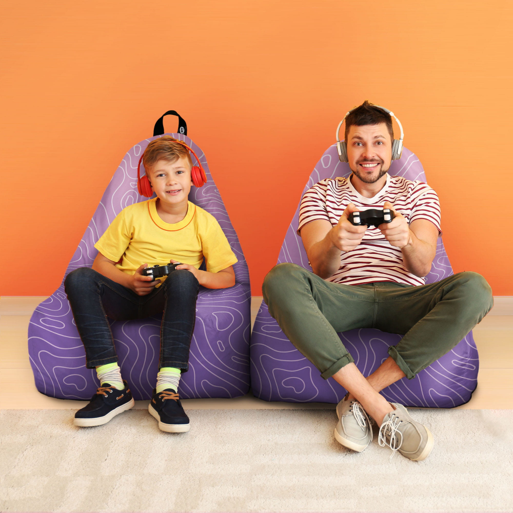 Fotoliu Puf Bean Bag Chill XL Topografic Mov Updeco - imagine 4